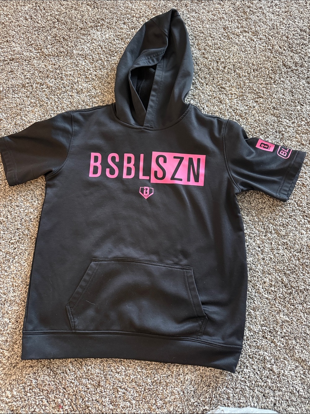 BSBLSZN Kids Black Hoodie with Pink Logo